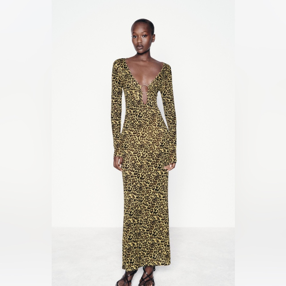 Leopard Print Long Sleeve Dress